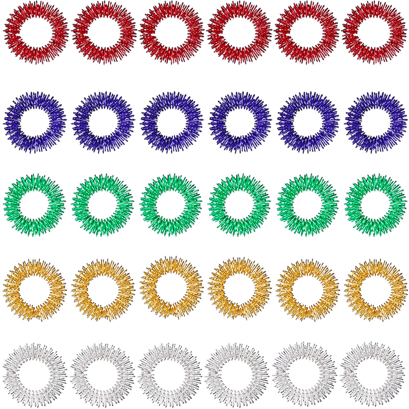 Blulu acupressure rings in color variety for finger stress relief.
