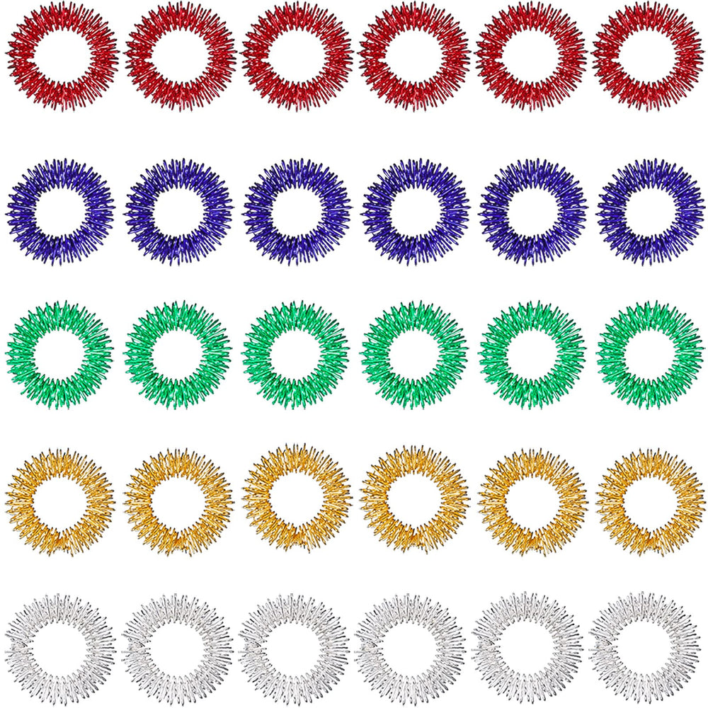 Blulu acupressure rings in color variety for finger stress relief.