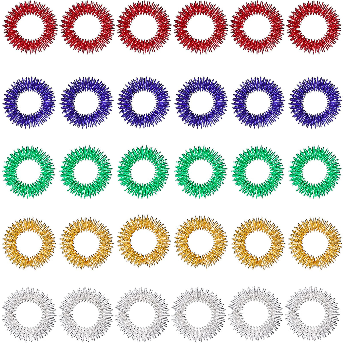 Blulu acupressure rings in color variety for finger stress relief.