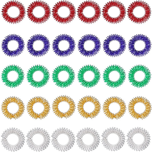 Blulu acupressure rings in color variety for finger stress relief.