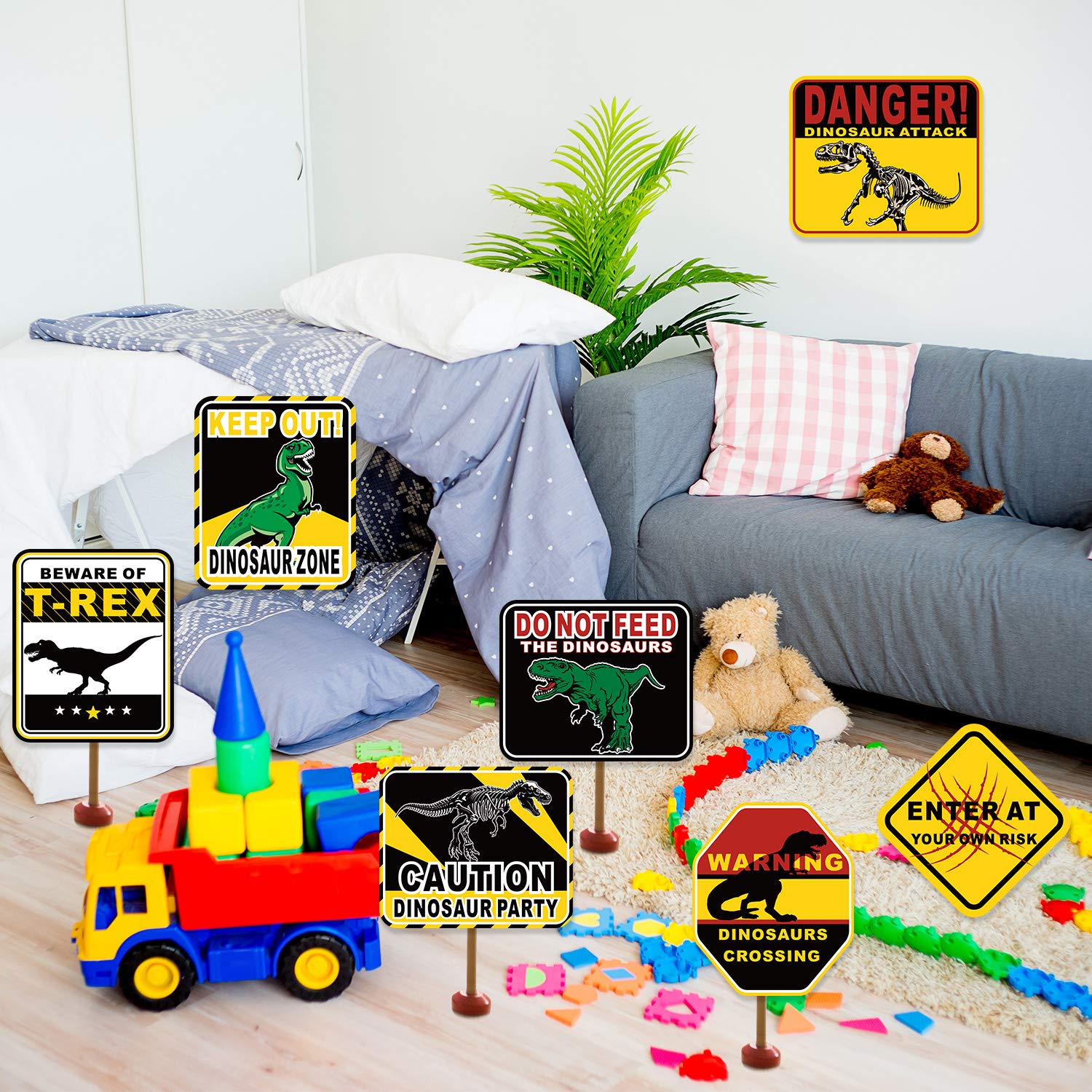 Blulu beware dinosaur crossing sign 4 creates a playful warning area