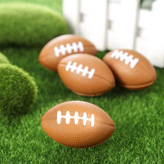 Blulu brown foam footballs as sports-themed gift fillers.