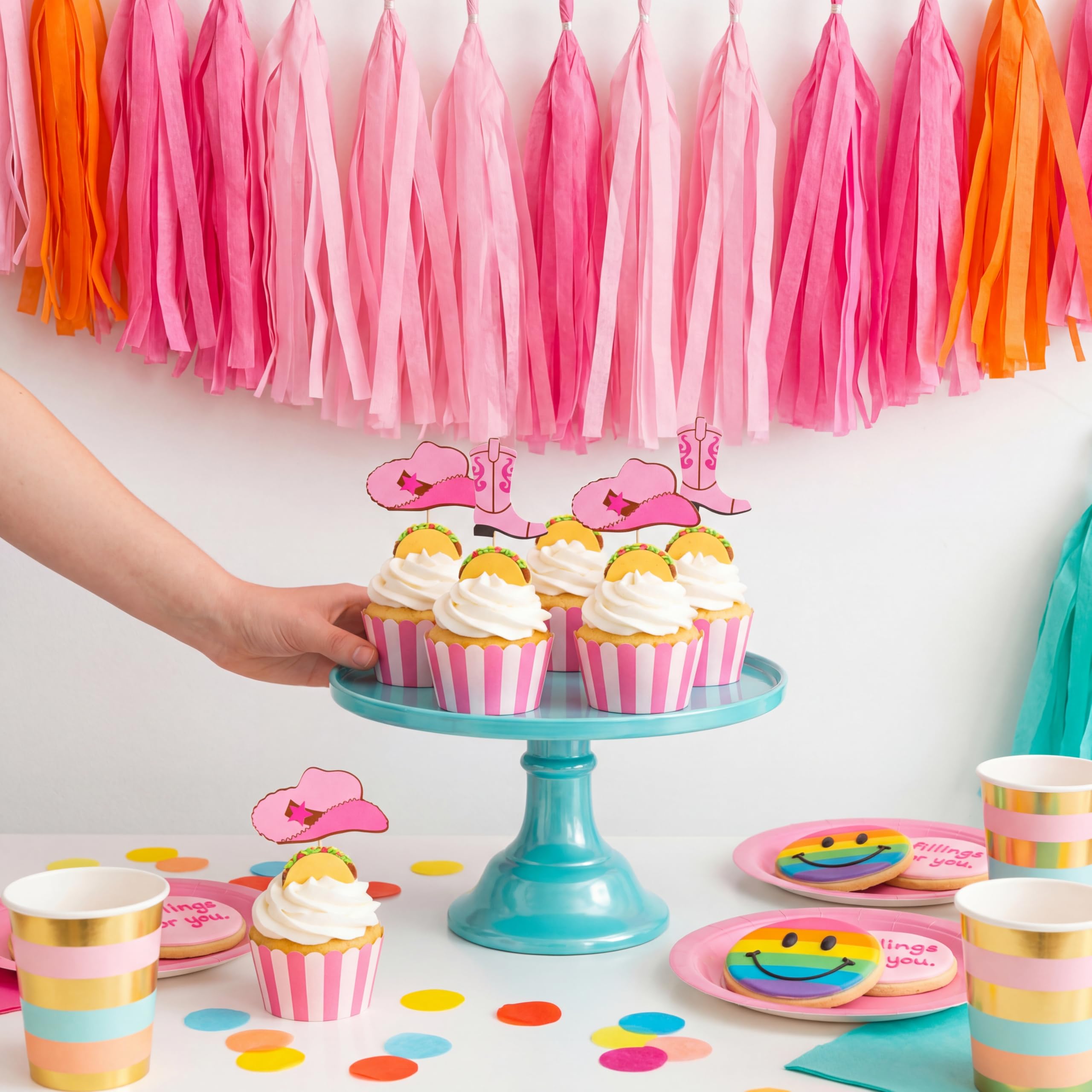 Blulu cake decorations western style pink elevate cupcake displays