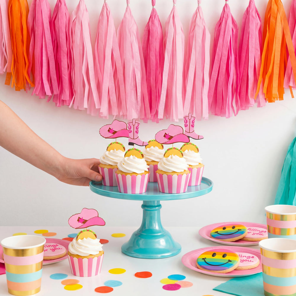 Blulu cake decorations western style pink elevate cupcake displays