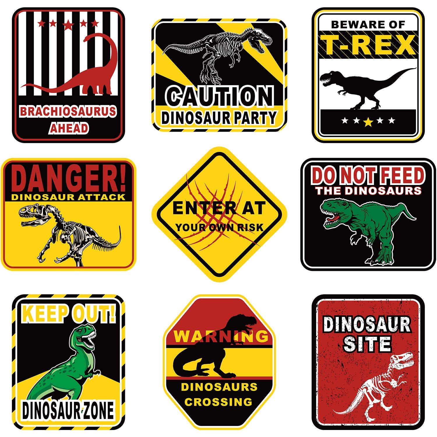 Blulu dinosaur crossing sign 1 guides kids to activities at a Jurassic party