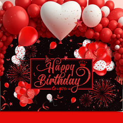 Blulu backdrop creates vibrant party atmosphere with bold black and red design