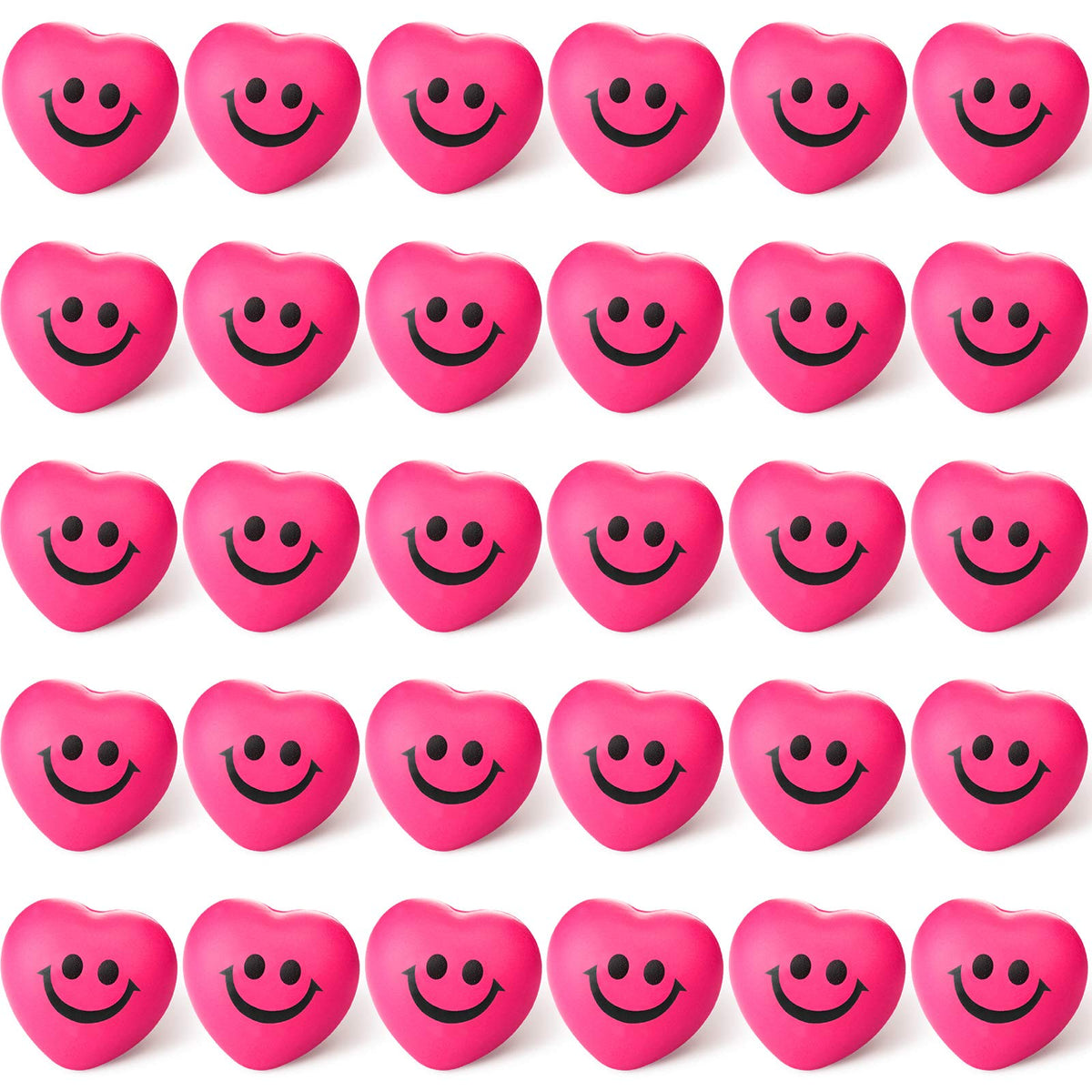 Blulu heart stress relief balls with pink smile face for calm moments and fun.