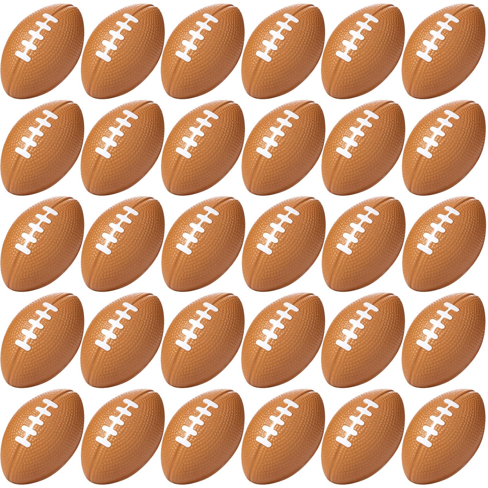 Blulu mini foam football closeup shows soft, squeezable texture for stress relief.