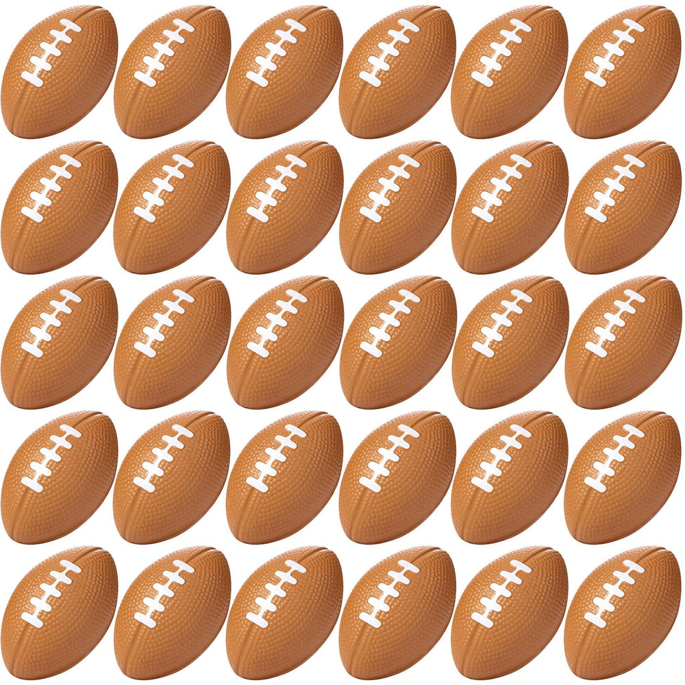 Blulu mini foam football closeup shows soft, squeezable texture for stress relief.