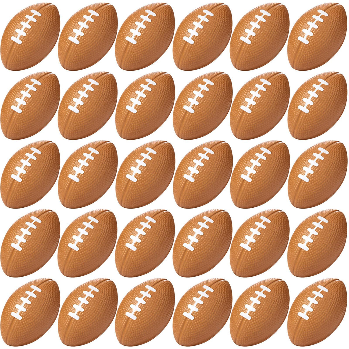 Blulu mini foam football closeup shows soft, squeezable texture for stress relief.