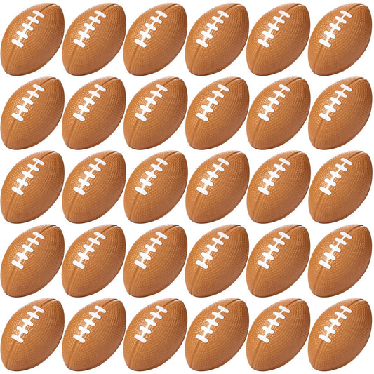 Blulu mini foam football closeup shows soft, squeezable texture for stress relief.