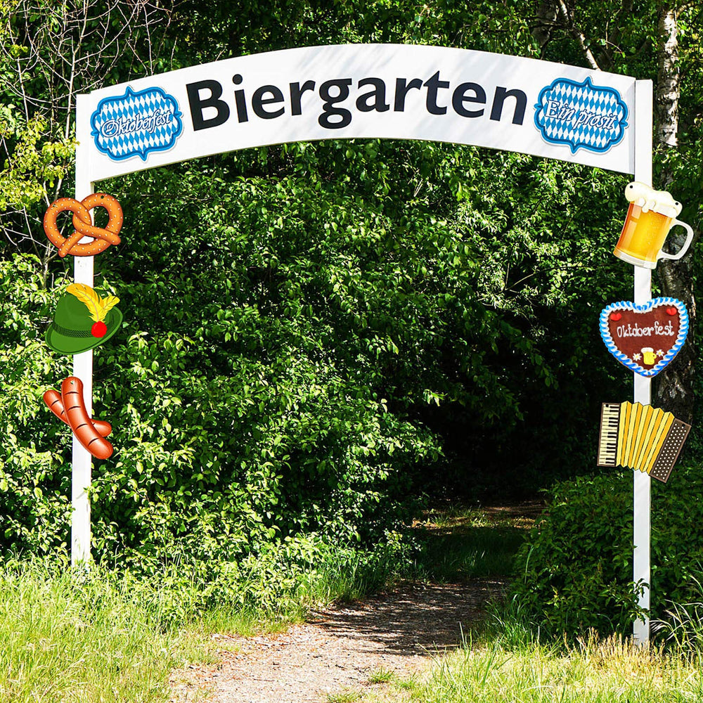 Wall display showing Blulu banner adding instant Oktoberfest ambiance to a venue.