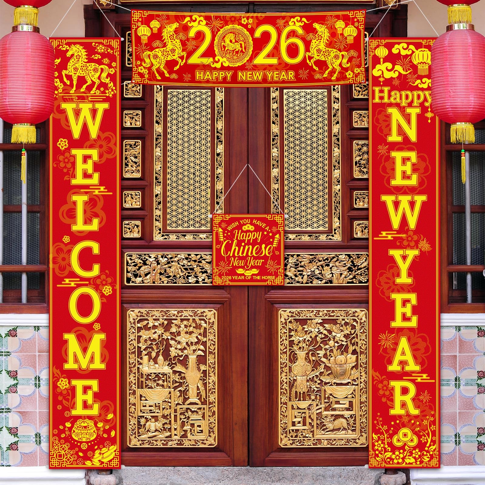 Blulu welcome banner 12x72 enhances entryway ambience for Chinese New Year celebrations