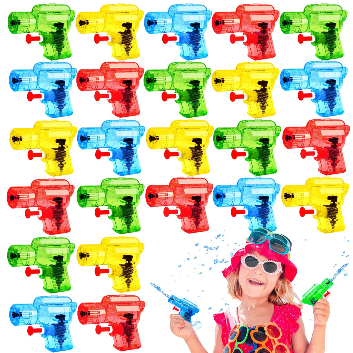 Blvochnnt mini water guns set for kids, vibrant colors, ideal for summer play.