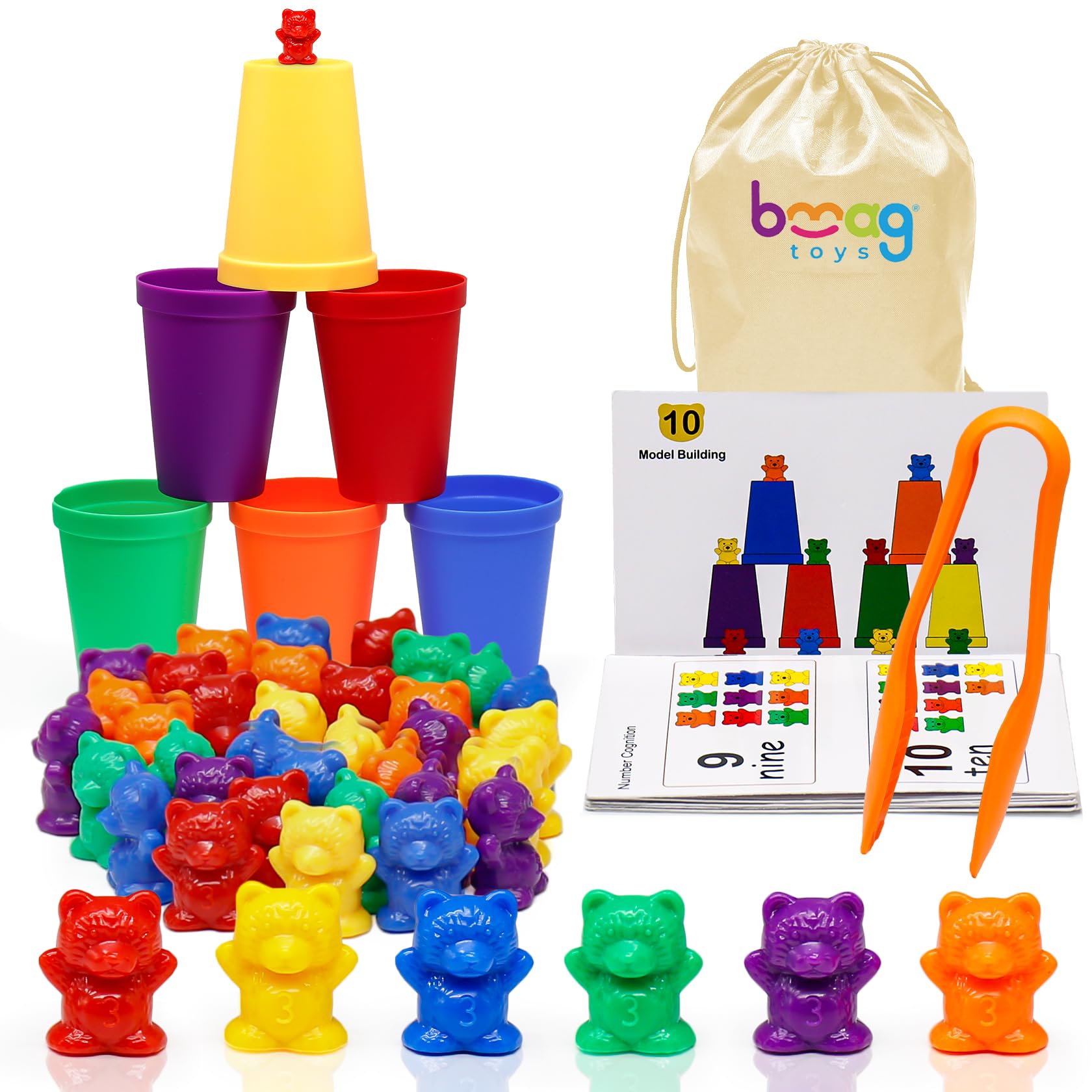 Bmag counting bears with six colorful cups boosting early counting and color recognition