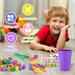 Bmag Counting Bears tweezers develop fine motor precision during play.