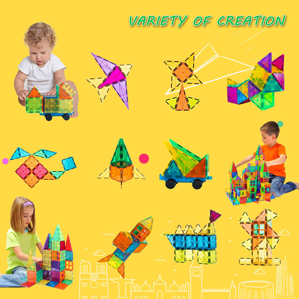 Bmag magnetic tiles with secure magnets and rounded edges for safe play