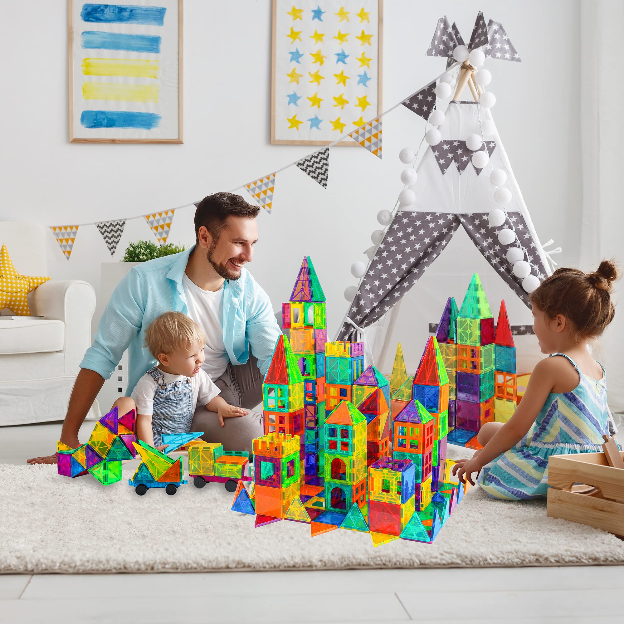 Bmag two cars on magnetic tiles enabling imaginative races and balance play
