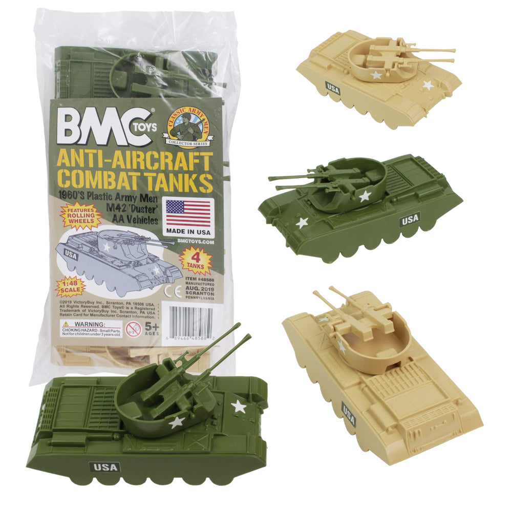 BMC Toys Classic AA tank in olive-drab green with rotating turret.