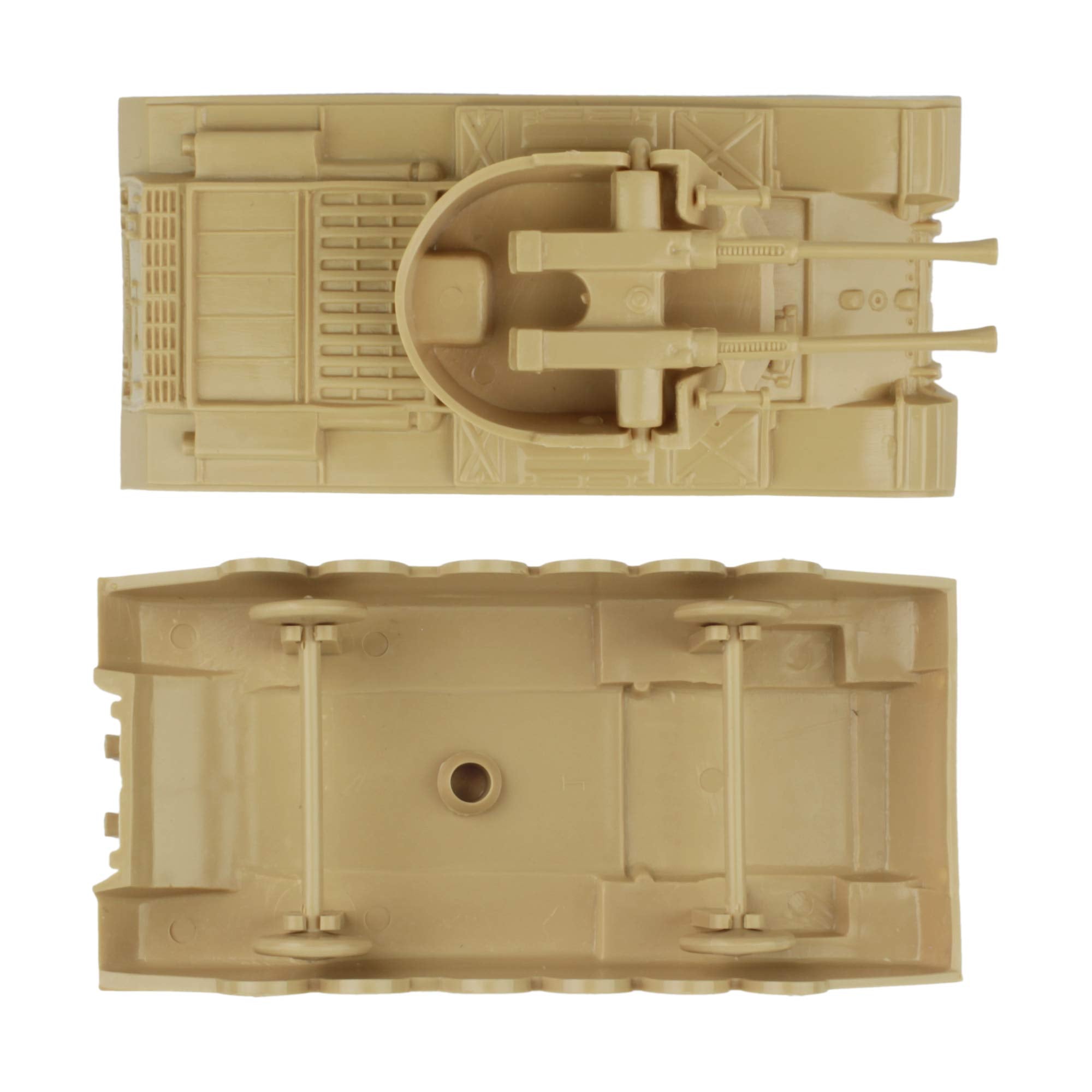 Two-tone BMC AA tanks in OD green and tan for mixed army formations.