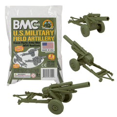 BMC Toys Classic Howitzers in OD green; three-piece set for display and imaginative play.