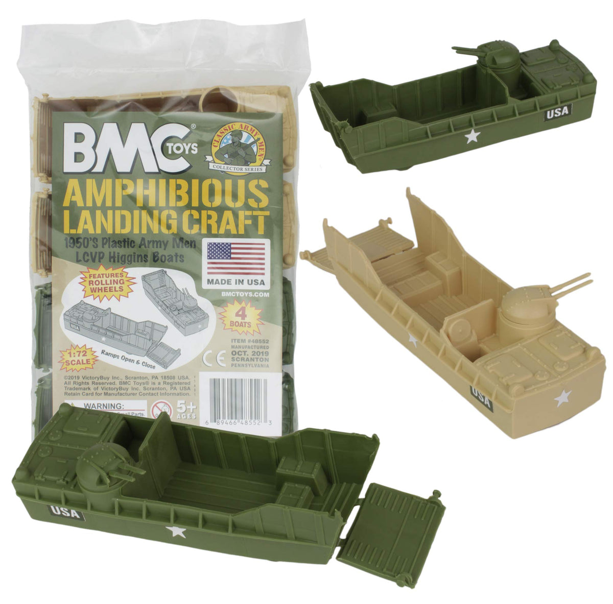 BMC Toys Classic Landing Craft tan front view for display and play