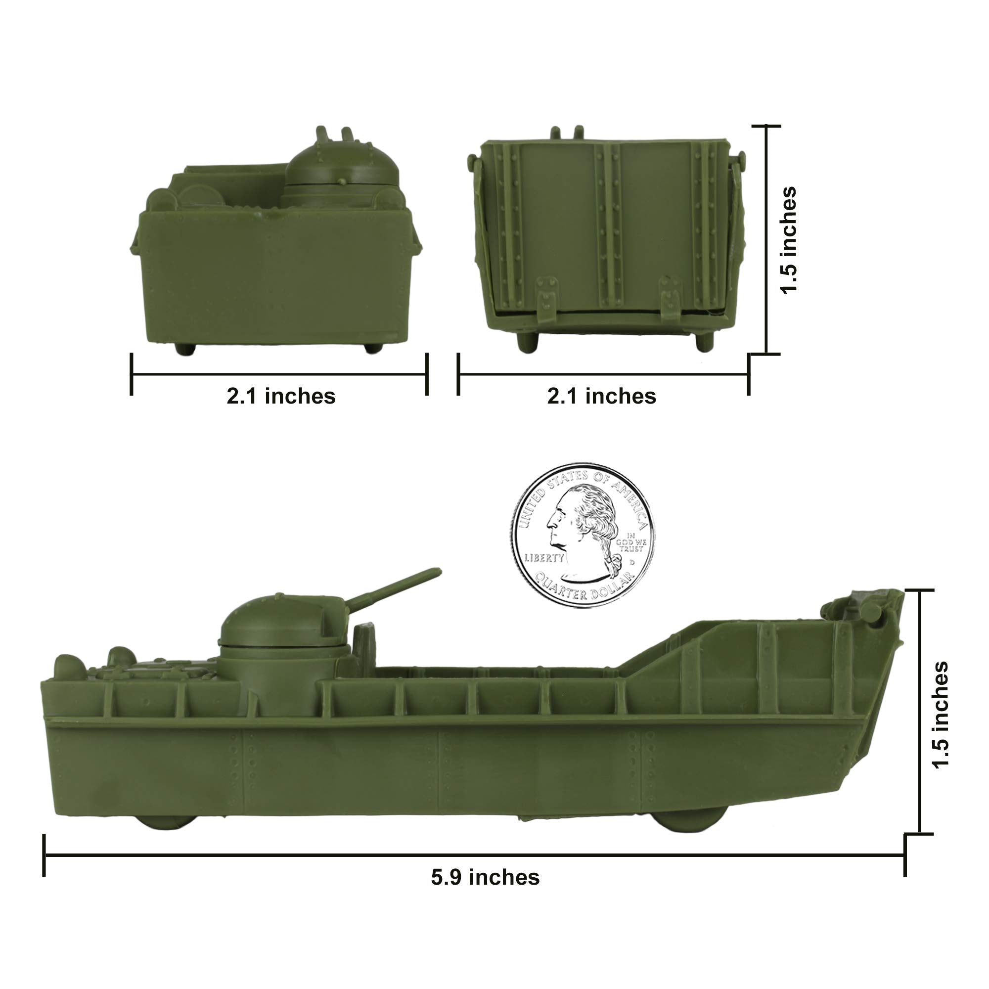 BMC Toys Classic Landing Craft tan side view with open ramp