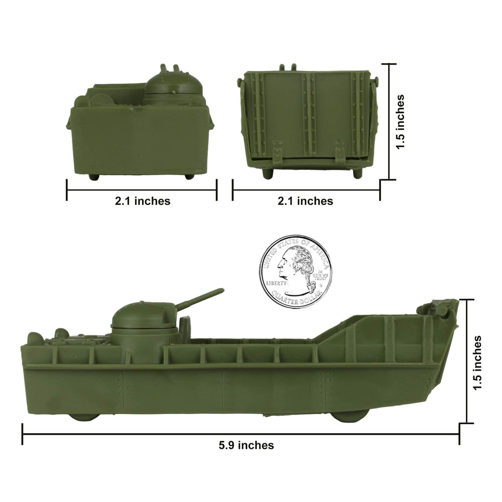 BMC Toys Classic Landing Craft tan side view with open ramp