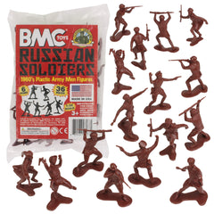 BMC Toys classic Russian soldiers 36pc set in Burgundy Brown for nostalgic battlefield play