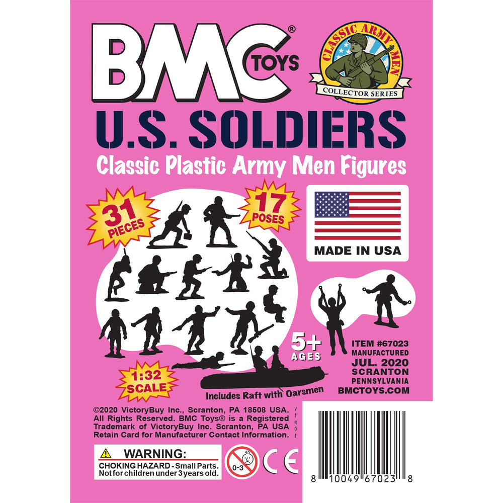 BMC Toys pink US soldier packaging with insert card, ready for gifting.