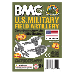 BMC Toys OD-green howitzer with rolling wheels ready for action play.
