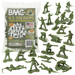 BMC Toys Plastic Army Women 36pc OD Green figures in classic 1:32 scale for display.