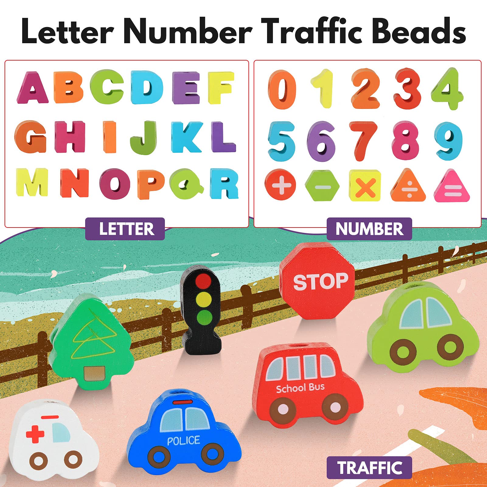 BMTOYS threading beads help kids practice hand-eye coordination during play