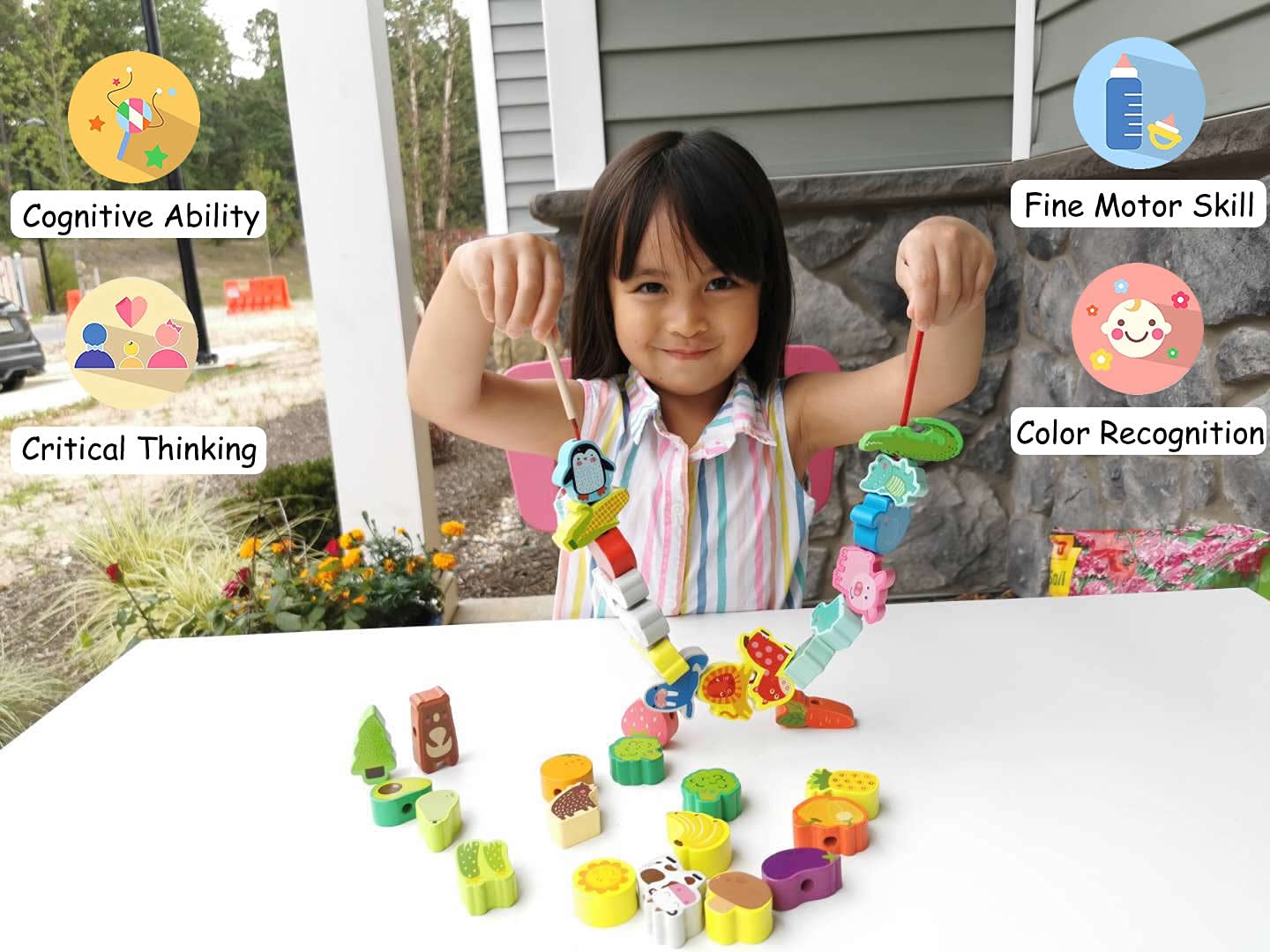 BMTOYS toddler beads set supports fine motor skills during guided play.