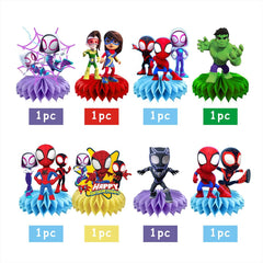 BNFUO Spider and Friends table decoration setup brightens family celebrations.