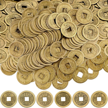 Boao antique bronze Chinese coins set for luck and wealth display.