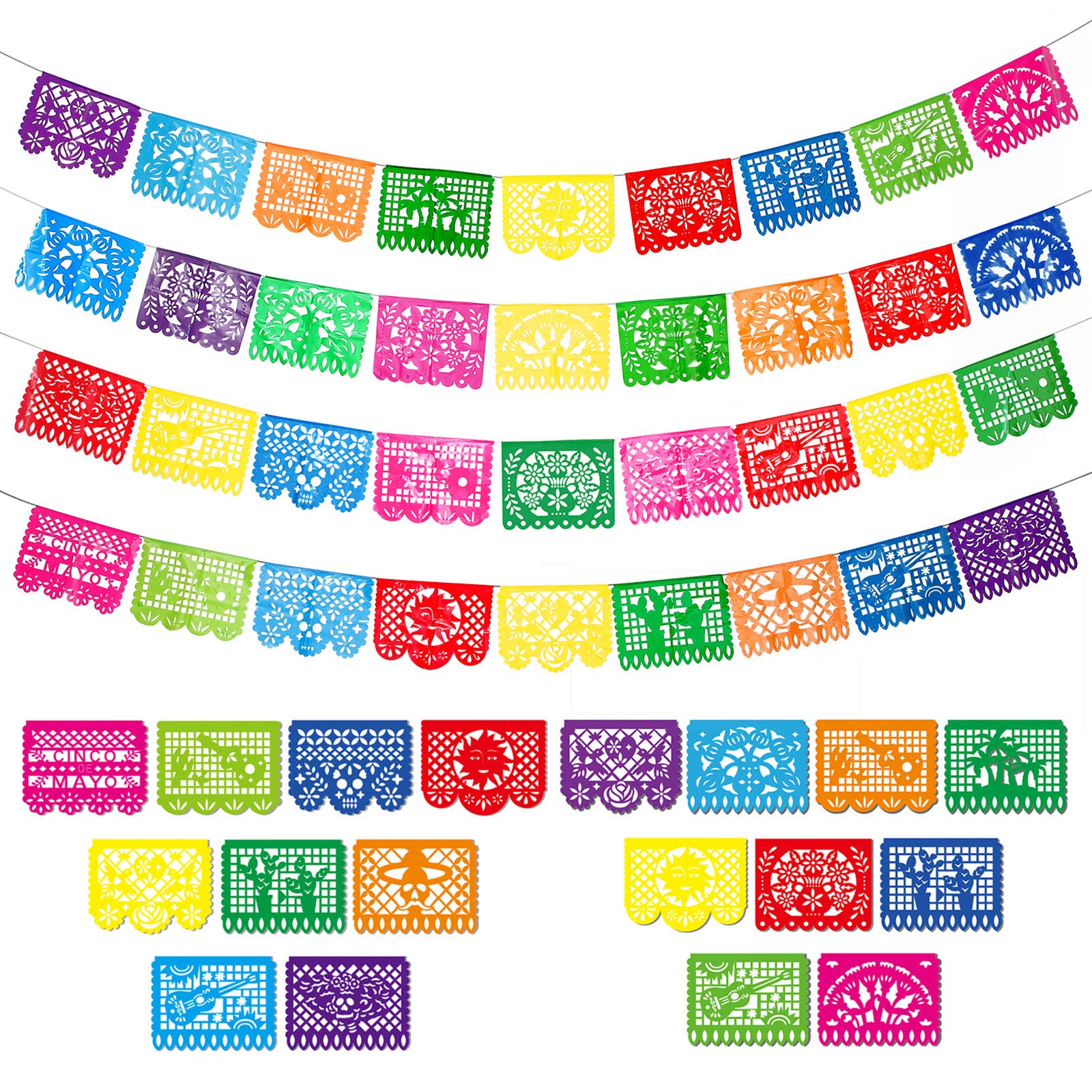 Boao Mexican party banner 4-pack view shows festive ready-to-hang decor for celebrations