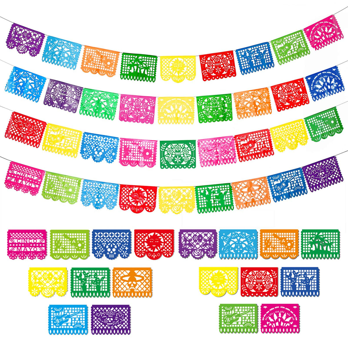 Boao Mexican party banner 4-pack view shows festive ready-to-hang decor for celebrations