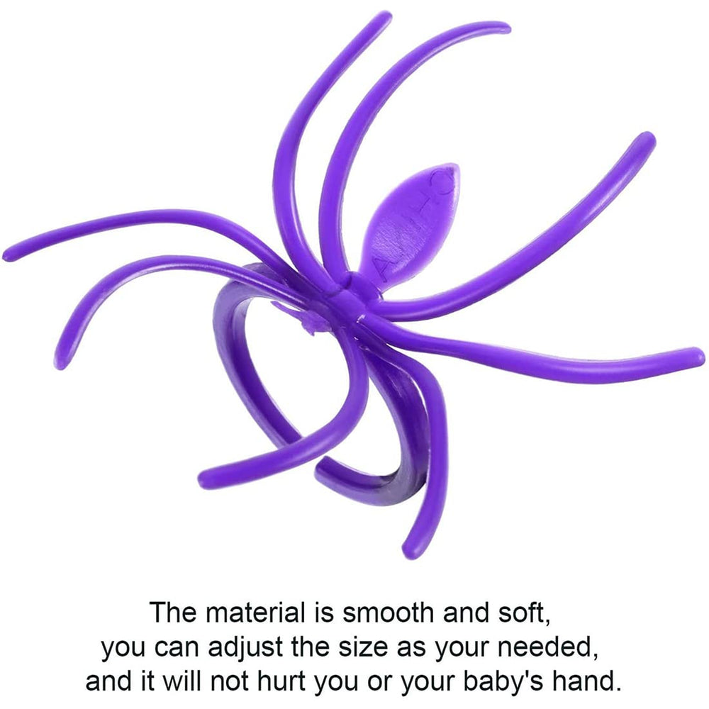 Boao plastic spider rings set bulk pack in four colors.
