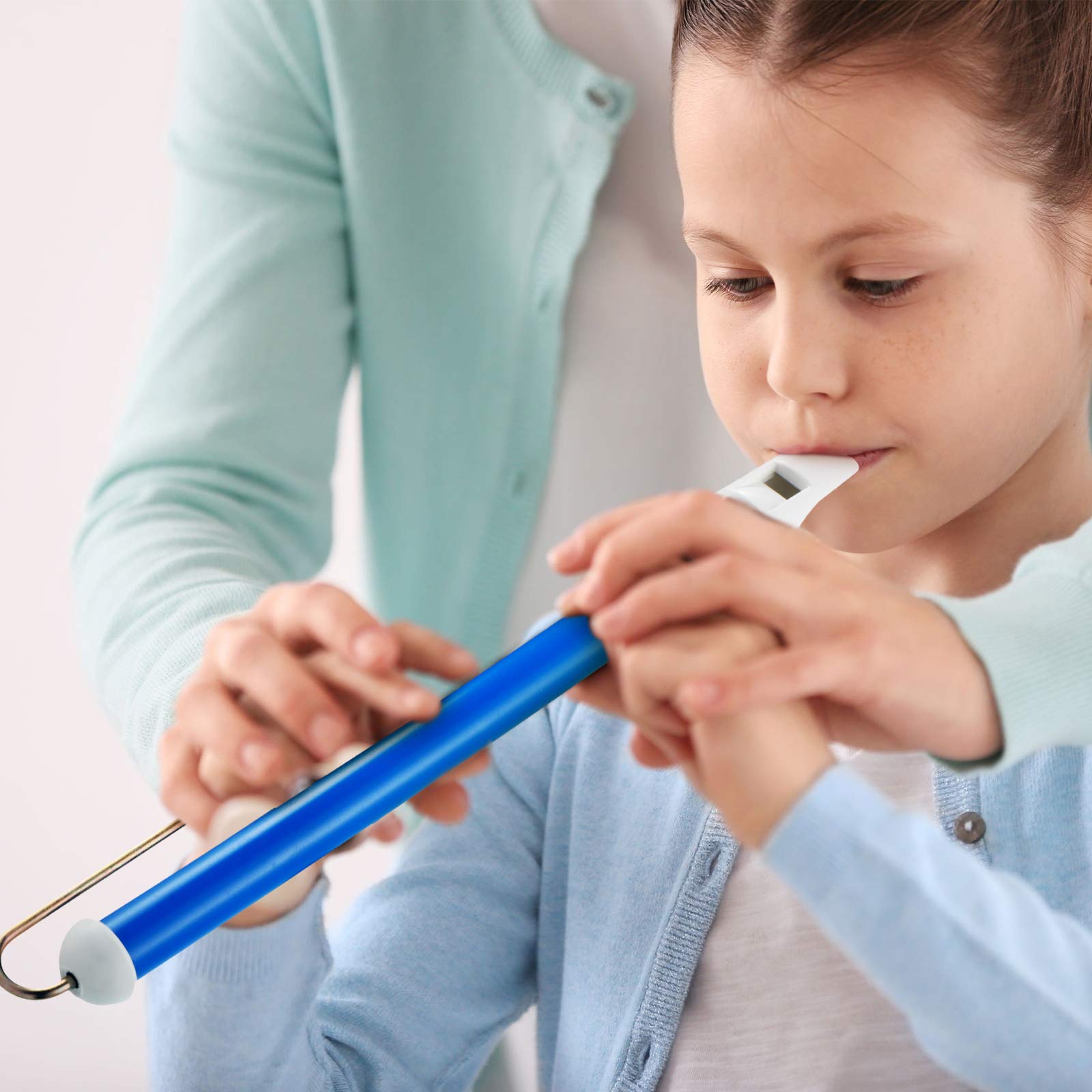 Boao blue slide whistle in action during playful learning.