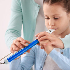 Boao blue slide whistle in action during playful learning.