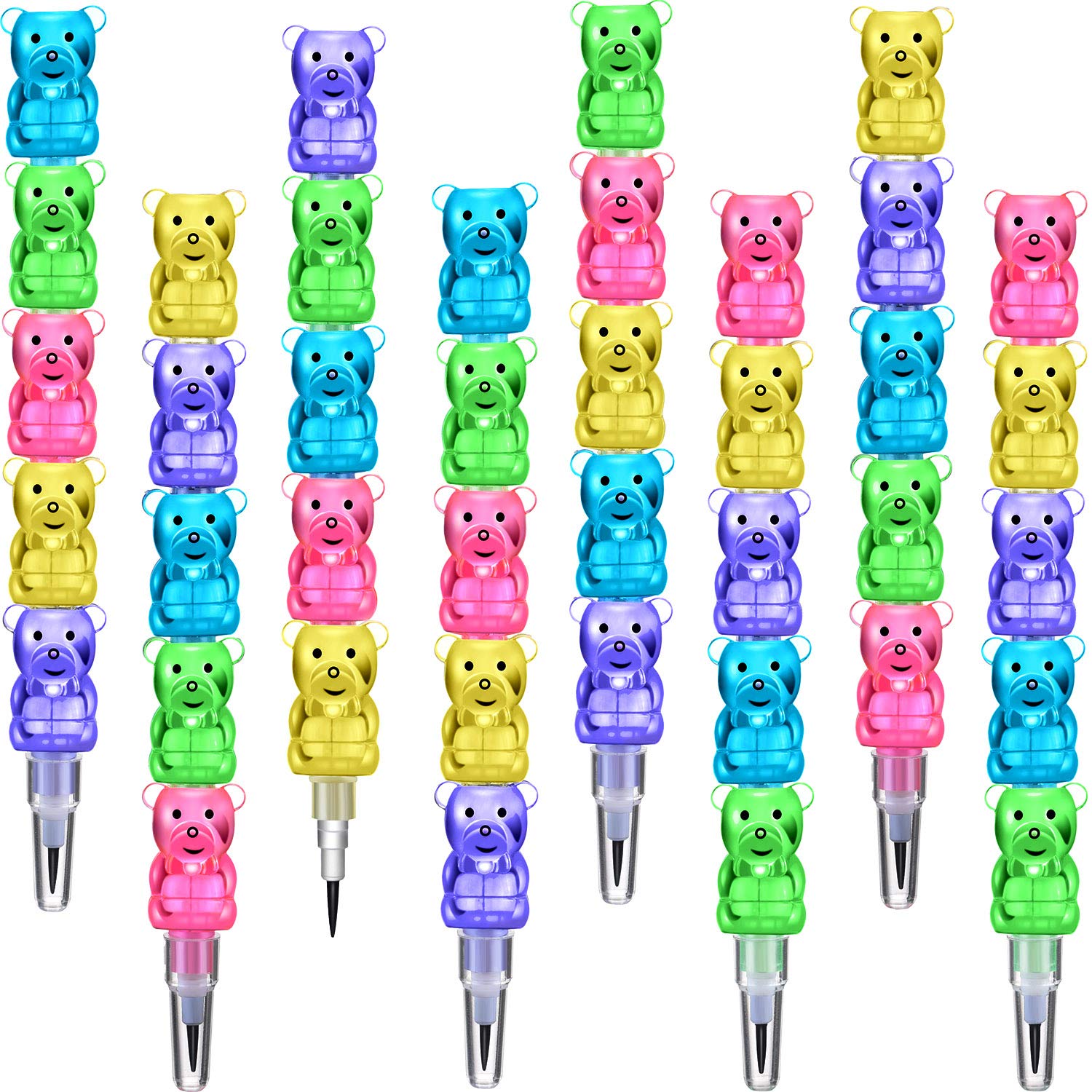 Boao stackable bear pencils 5-in-1 set for creative play and easy transport.