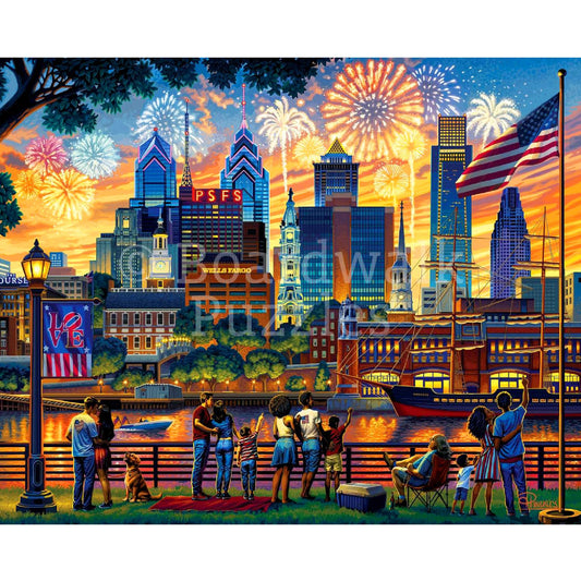 Boardwalk Puzzles Philadelphia art detail showing Hinckley’s narrative color