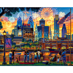 Boardwalk Puzzles Philadelphia art detail showing Hinckley’s narrative color