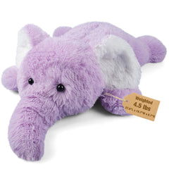 Bobbie & Laxi elephant weighted plush in full view for cozy hugs