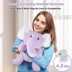 Removable weighted bag detail on Bobbie & Laxi elephant plush