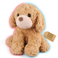 Bobbie and Laxi microwavable dog plush heat pad for soothing cramps and muscle tension.