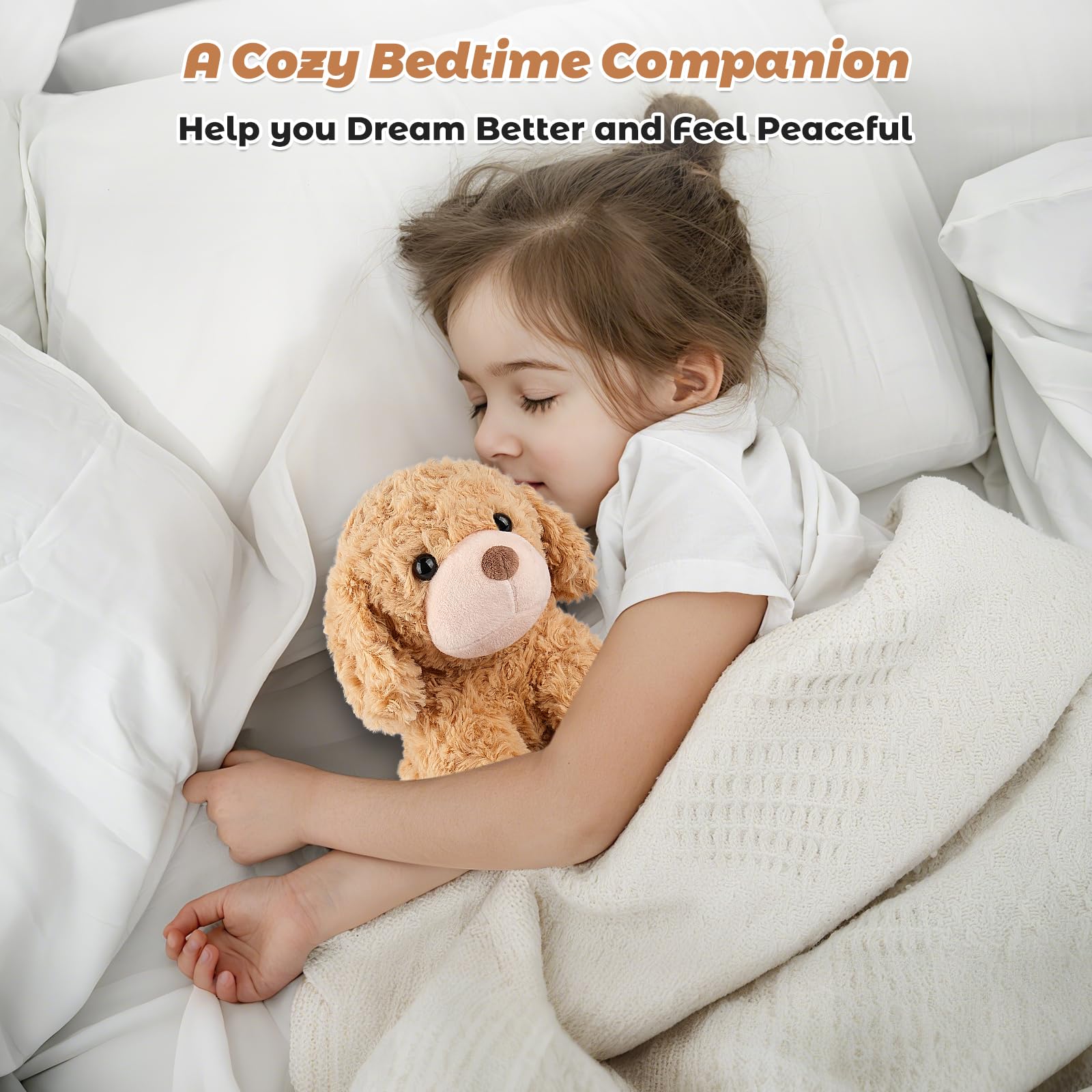 Bobbie and Laxi one-and-a-half-pound plush heat pad offering comforting pressure.