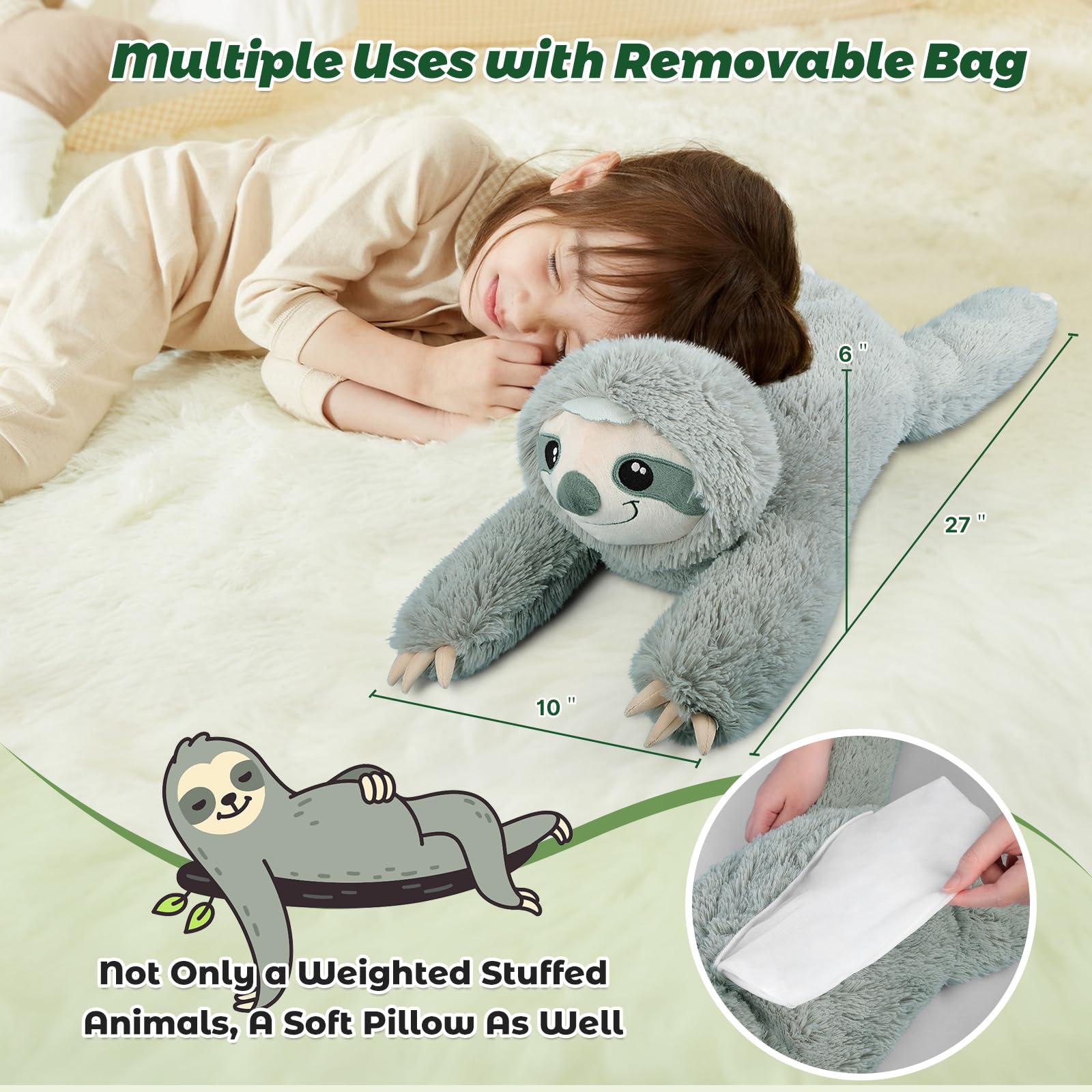Bobbie & Laxi sloth is travel ready for naps and TV time on the go.