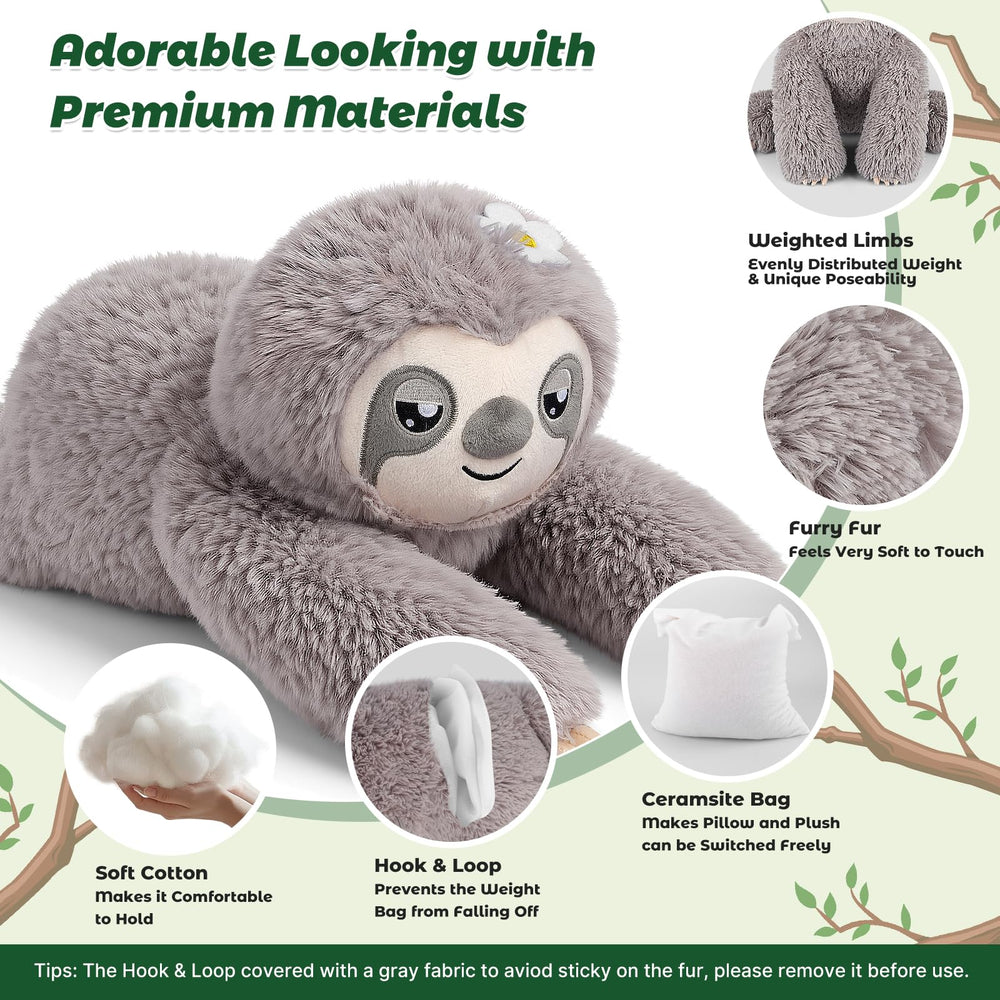 Bobbie & Laxi weighted sloth in a laying pose offers cuddly nap comfort